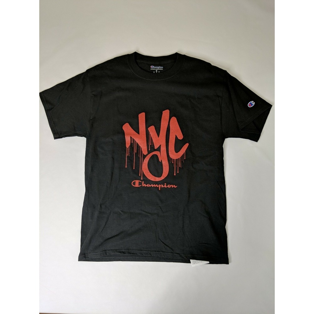 NEW Champion Script Logo NYC‎ New York Hip Hop Graphic Cotton T-Shirt Medium